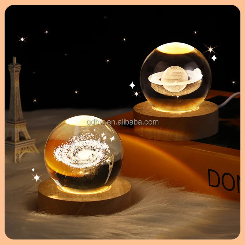 Crystal Ball Table Lamp Glowing Crystal Ball Globe Solar System Ball