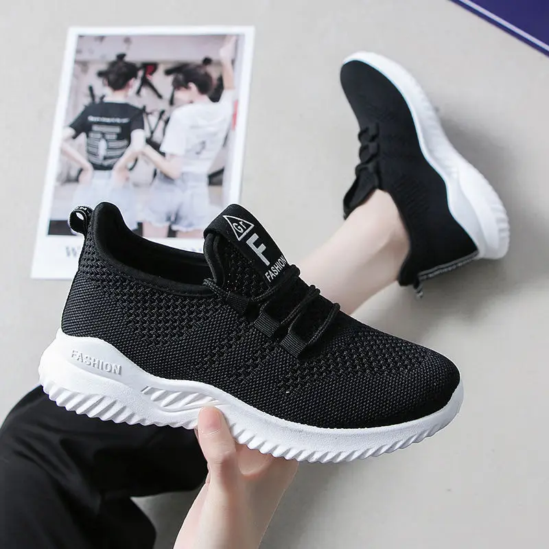 Breathable White Ladies Fitness Walking Casual Shoes Comfortable Mesh ...