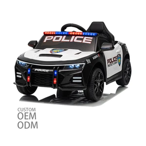 Electric Ride-On Cars for Kids Battery Powered Remote Control Toy Vehicle Siren Light Plastic Police Ride-On Toy for Kids