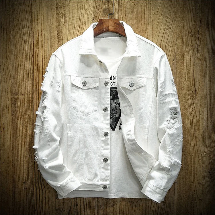 Men's Plus Size Ripped Denim Jackets - Wholesale Available