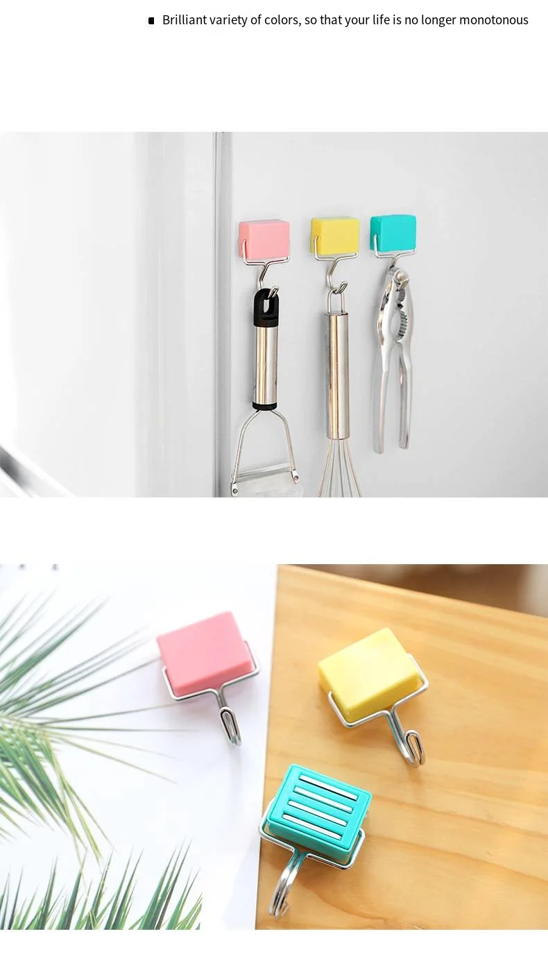 Japanese creative super suction magnetic hook microwave refrigerator without trace hanging magnet hook nail free details