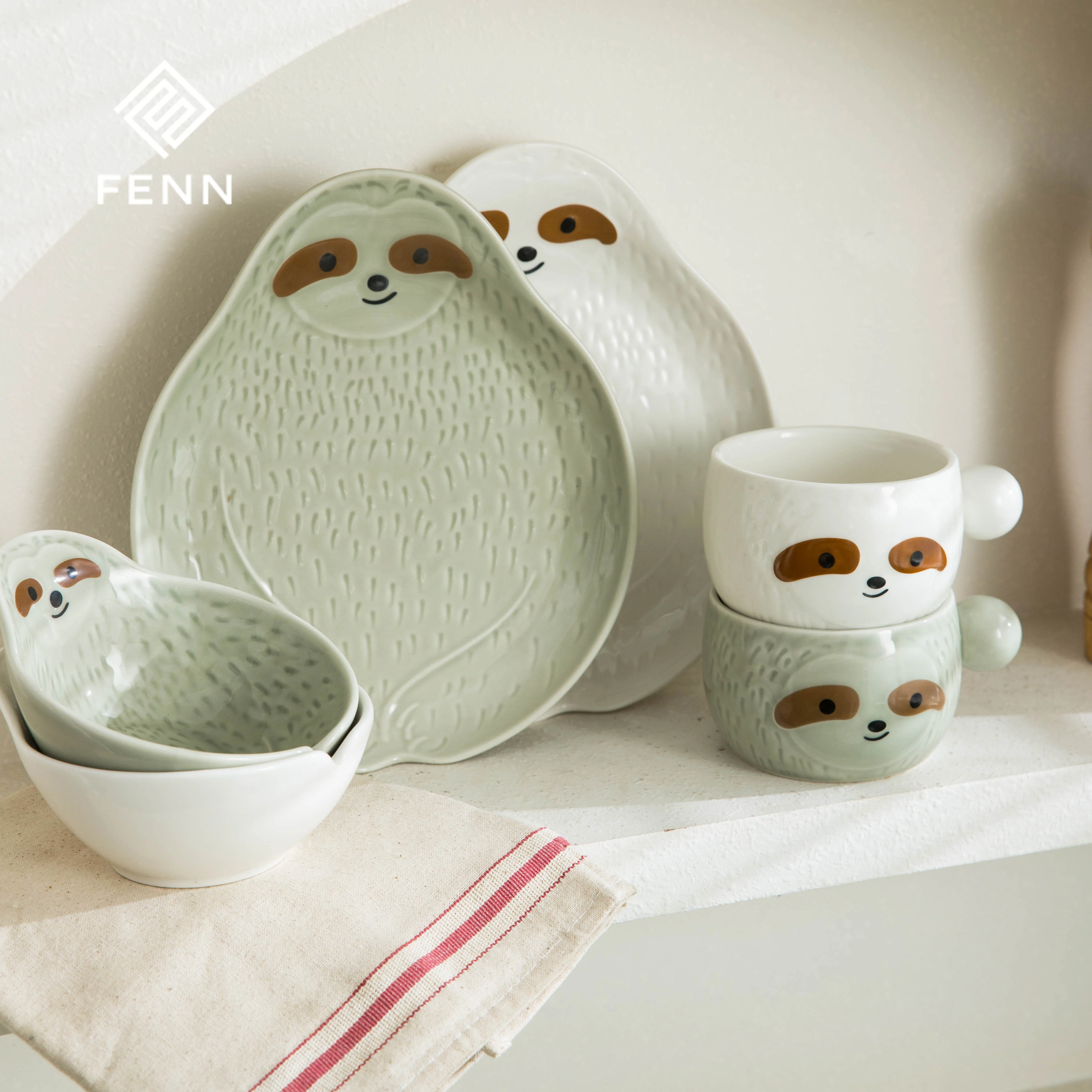 product fenn cartoon ceramic cute dinnerware animal sloth plate breakfast salad fruit bowl creative restaurant aesthetic dinner plate-62