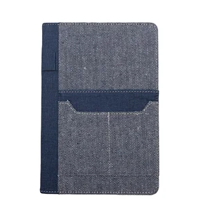 Custom Journals A5 PU Leather Fabric Hardcover Notebook With Several Pockets on Front Cover