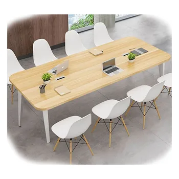 China Factory Price High Quality High End Simple Style Office Meeting Room 8 Person Square Wood Conference Table