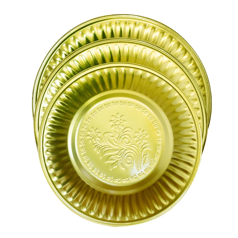 Великолепная металлическая Оловянная обеденная тарелка с золотым подсолнухом, 9 дюймов, Круглый сервировочный поднос, обеденное блюдо, металлическая тарелка