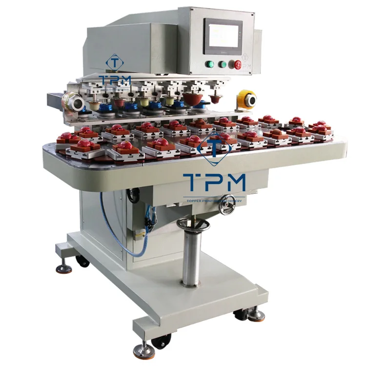 Pneumatic Semi-automatic 6 Color Pen Toy Pad Printer Silicone Rubber Pad Printing Machine Price with Conveyor