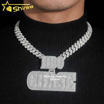 Personalized Custom Name Solid Back 3.5" Iced Out 925 Silver Hip Hop VVS Moissanite Pendant