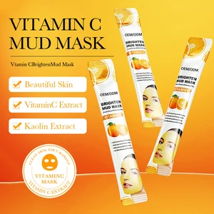 Private Label 8g Organic Vegan Vitamin C Face and Body Mud Mask Whitening Clay for Deep Cleansing and Smooth Skin