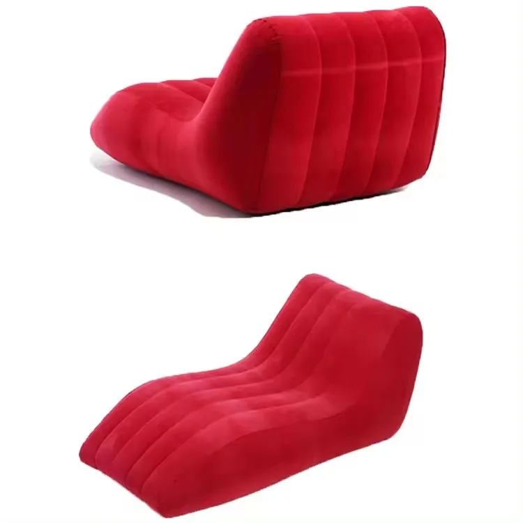 Soft Comfortable PVC Inflatable Flocked Sex Position Sofa Lounge Environmental Flocking Outdoor Chaise Lounge Furniture