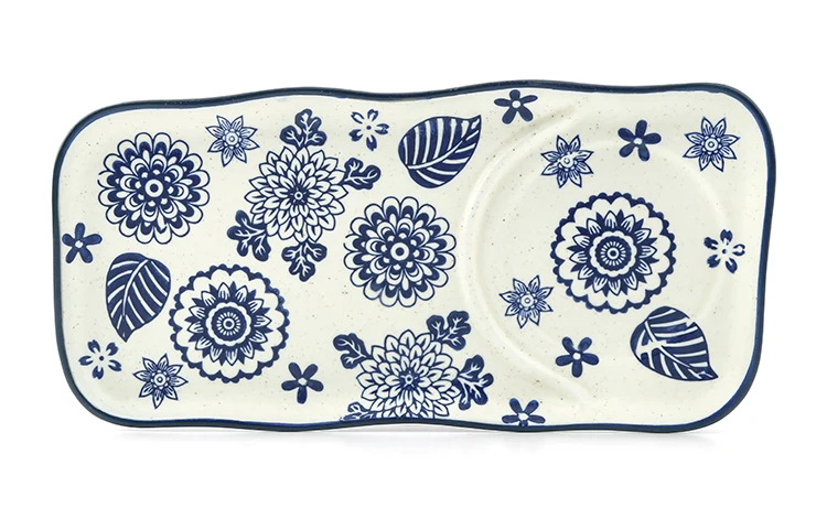 China supplier dinnerware blue flower pattern food pancake dessert ceramic plate