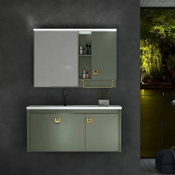 Modern Apartment plywood Bathroom Vanity Cabinet  Luxury Mirror Bathroom Cabinet Set