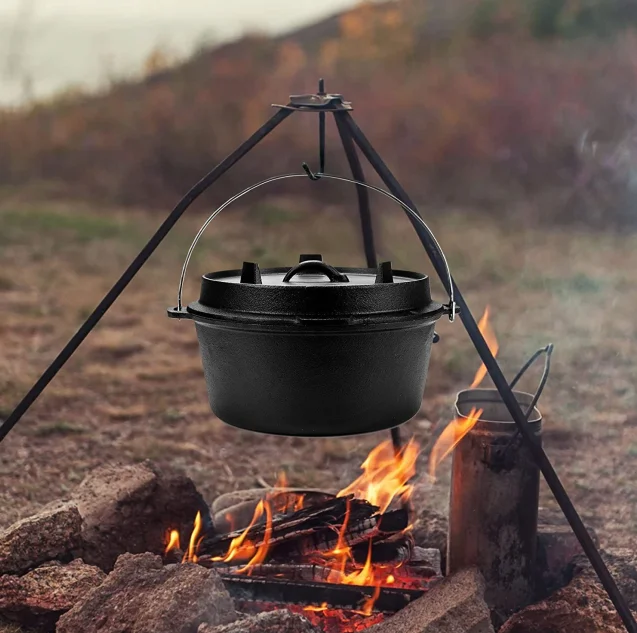 Pre-Seasoned Cast Iron Dutch Oven with Lid and Lid Lifter Tool Outdoor Deep Camp  Pot for Camping Fireplace Cooking - China Cast Iron Cauldron for Outdoor  and Camping and 3 Legs Outdoor