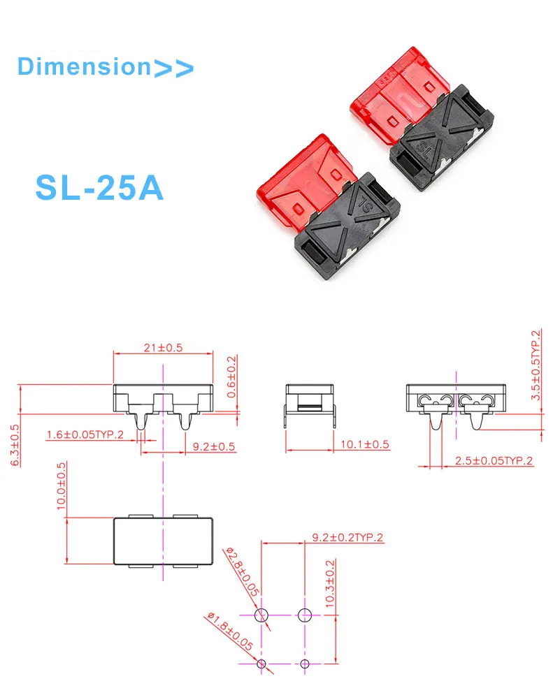 30A Max Current Brass Terminal PCB Mount Blade Fuse Holder for Automotive Applications