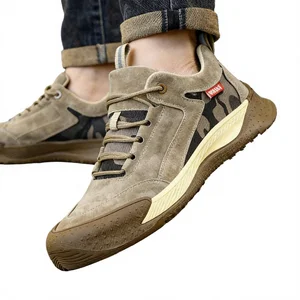 JIANKUN Brown Safety Shoes Steel Toe Cap Professional S1P SR Anti-static Soft Genuine Leather Work Boots