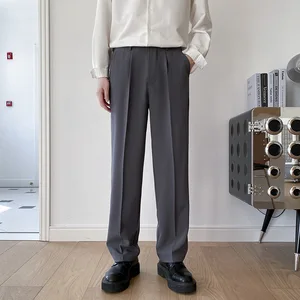 New Straight Leg Wide Leg Mid Waist Formal Men's Suit Trousers Eco-Friendly Waterproof Heavy Feeling Loose Fit Large Size