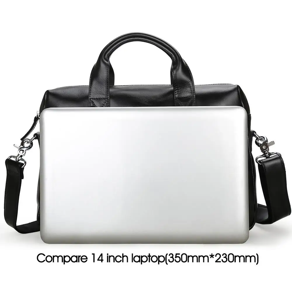 Custom Brand Logo Waterproof Man Black Real Leather Office Bag Business Laptop Briefcase
