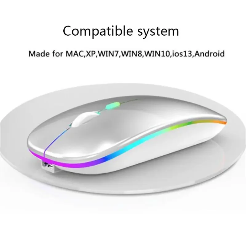 Custom 2.4GHz bluetooth 5.0 Dual Mode Wireless Mouse Silent LED RGB Backlight Rechargeable Gaming Wireless Mouse for Laptop ipad