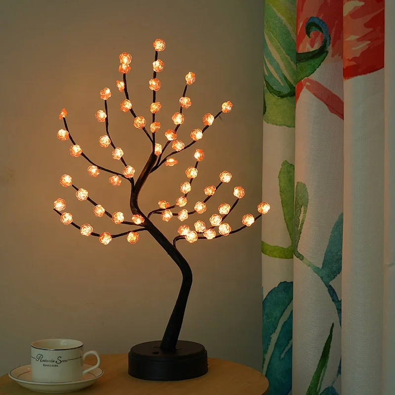 Christmas Decor Shining Plum Blossom Tabletop Bonsai Tree Lamp With 60 LED  Spirit Tree Light USB Decorative LED Table Lamp