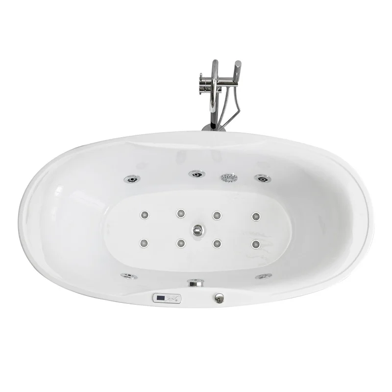 Acrylic Freestanding Bathtub Contemporary Soaking Tub With Brushed ...