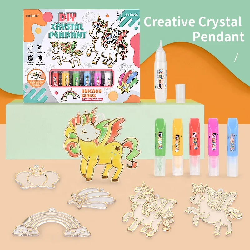 Eazy Kids - DIY Crystal Pendant Making & Coloring Set - Unicorn