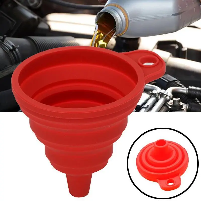 Universal Car Engine Funnel Portable Auto Silicone Liquid Funnel for Oil Petrol Washer Fluid Change Foldable Vehicle Tool