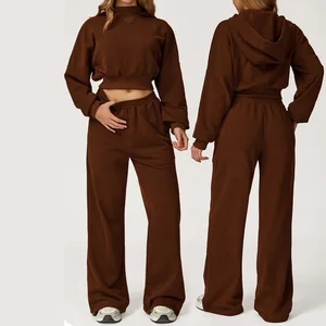 Wide Leg and Hoodie Lounge Set Activewear Workout Clothing Women Fitness Yoga Wear Women Sport Yoga Pants Sets