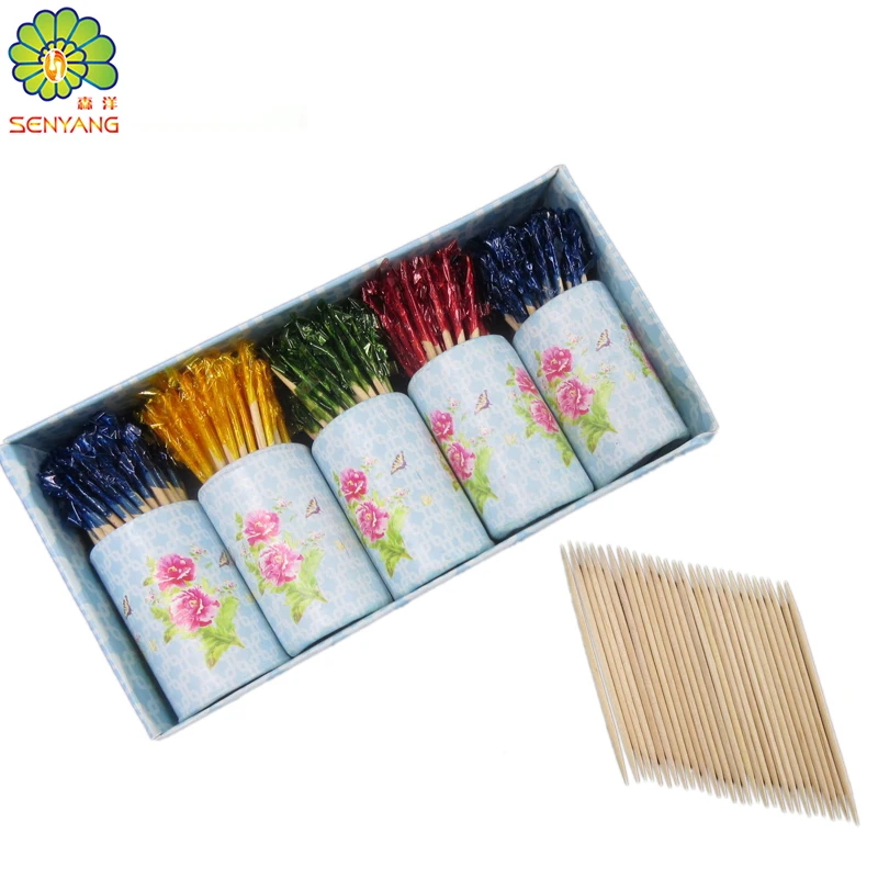 Недорогие профессиональные одноразовые зубочистки бамбуковые деревянные с упакованным держателем для банок pp