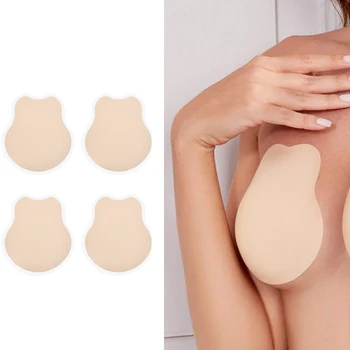 Rabbit Shape Breast Lift Adhesive Bra Pads Silicone Nipple Covers Invisible Push up Pasties Manufacturer OEM ODM Factory