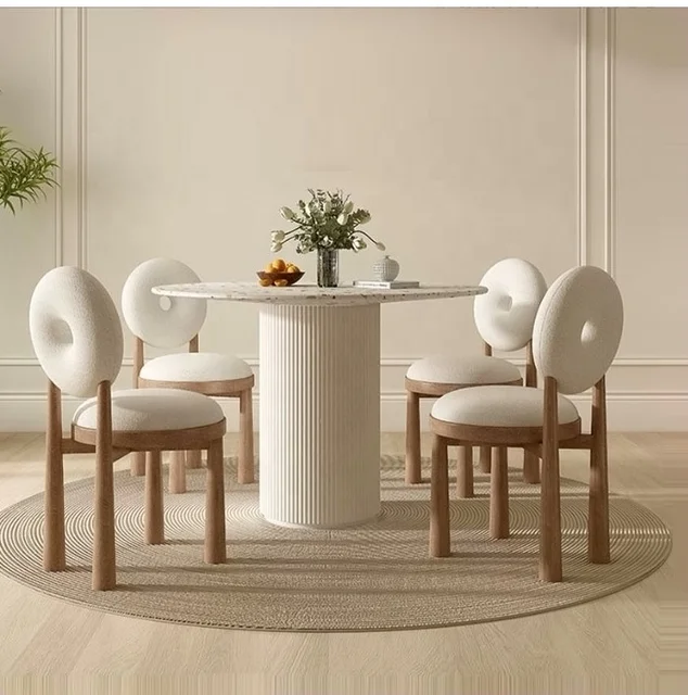 New design light luxury donut fabric back restaurant chair hotel restaurant living room wooden dining chairs vanity chairs