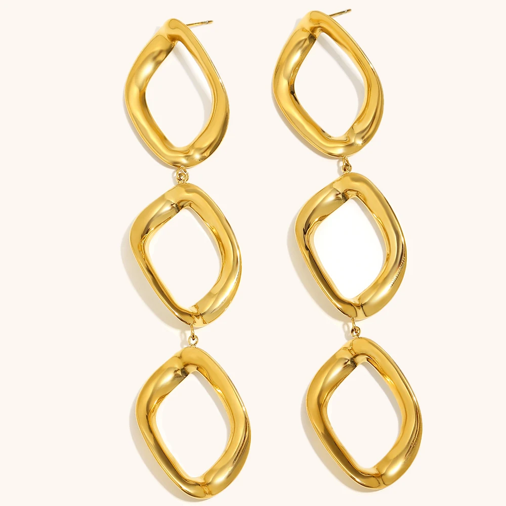 heart zircon card gold plated stainless steel drop earring-8