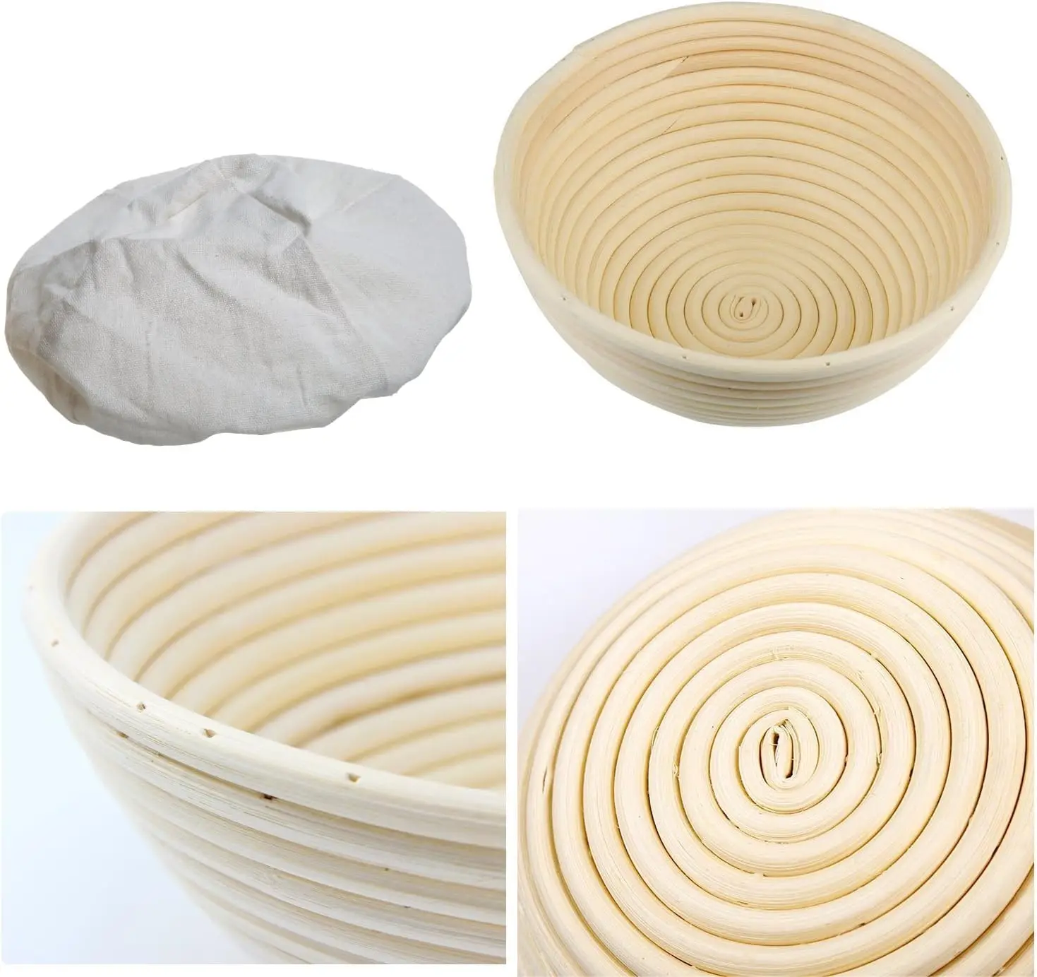 Ht Banneton Bread Proofing Basket Set 10 Inch Oval 9 Inch Round ...