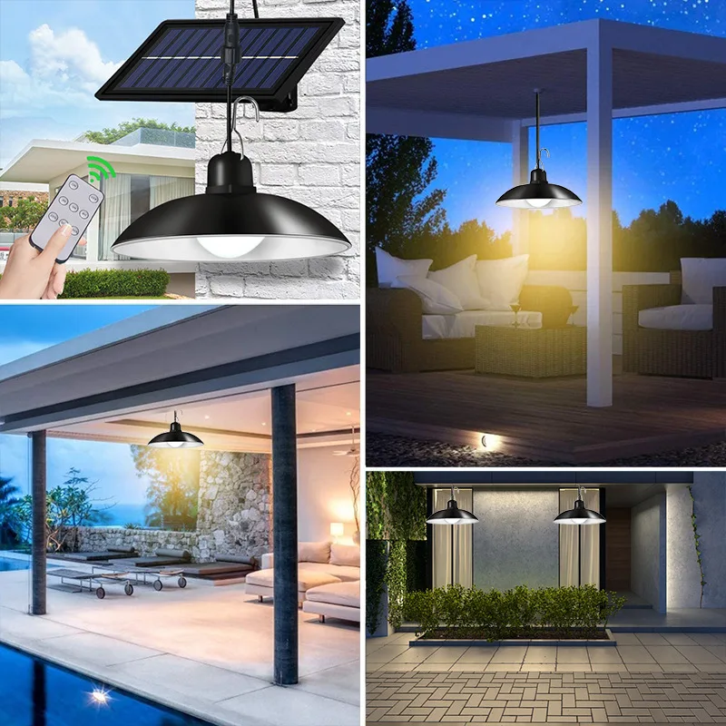 20w Double Head Retro Lamp Remote Control Hanging Solar Pendant Shed Lights Outdoor Warehouse Solar LED Flood Camping Lights supplier