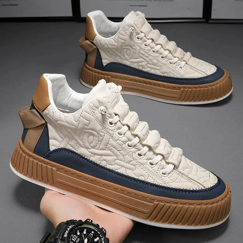 Step on Spring 2024 New Youth Sports Board Mens Thick Soled Anti Slip Versatile Work and Leisure Pvc Outsole Walking Shoes