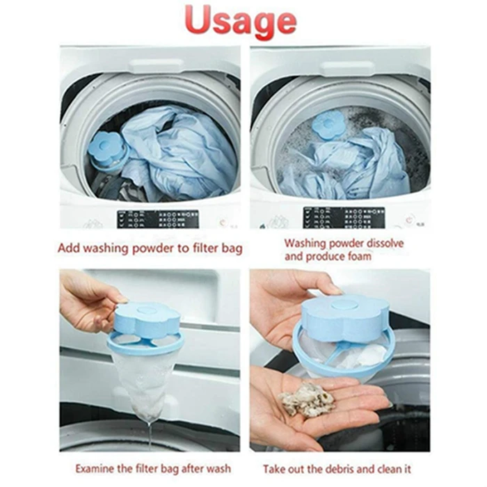 5PCS Flower-type Household Reusable Washing Mesh Machine Lint Mesh Bag Tools US 