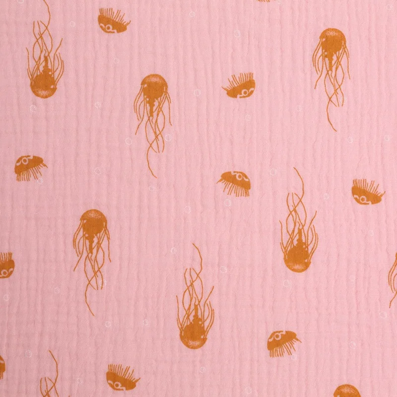 Высококачественная дышащая хлопчатобумажная креп-ткань с цветочным принтом на метрах, материал Seersucker для детской одежды «сделай сам»