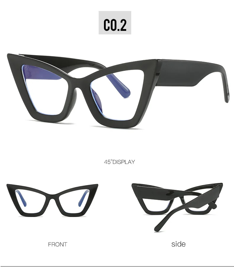 80459 Oversized Cat Eye Clear Eyeglasses Frames Customize Logo Blue ...