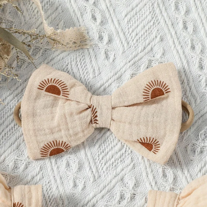 Summer Natural Muslin Print Color Baby Little Girl Dress Kids Headbands Suspender Dress