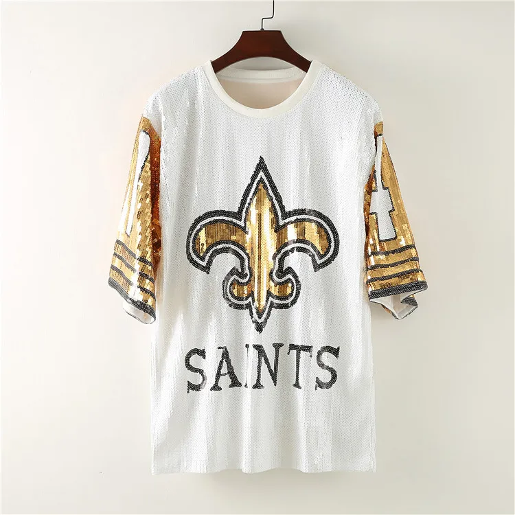 Wholesale Factory Wholesale Saintsi 41 NFL Football designs Sequins Jerseys  Party Casual Women Sequins Dress From m.