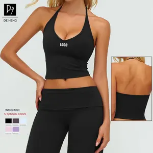 New Activewear Plus Size Outdoor Sports Vest Solid Backless V-Neck Sports Brassier Deportivo Twist Fold Fitness Women Yoga Bra
