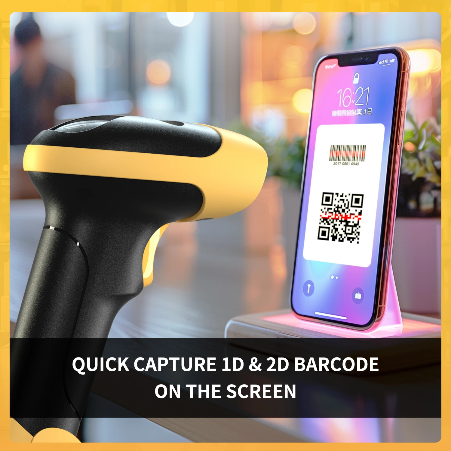 NETUM L8pro Wireless 1D 2D Barcode Scanner with Stand Autosense QR Bar Code Reader PDF417 for Supermarket