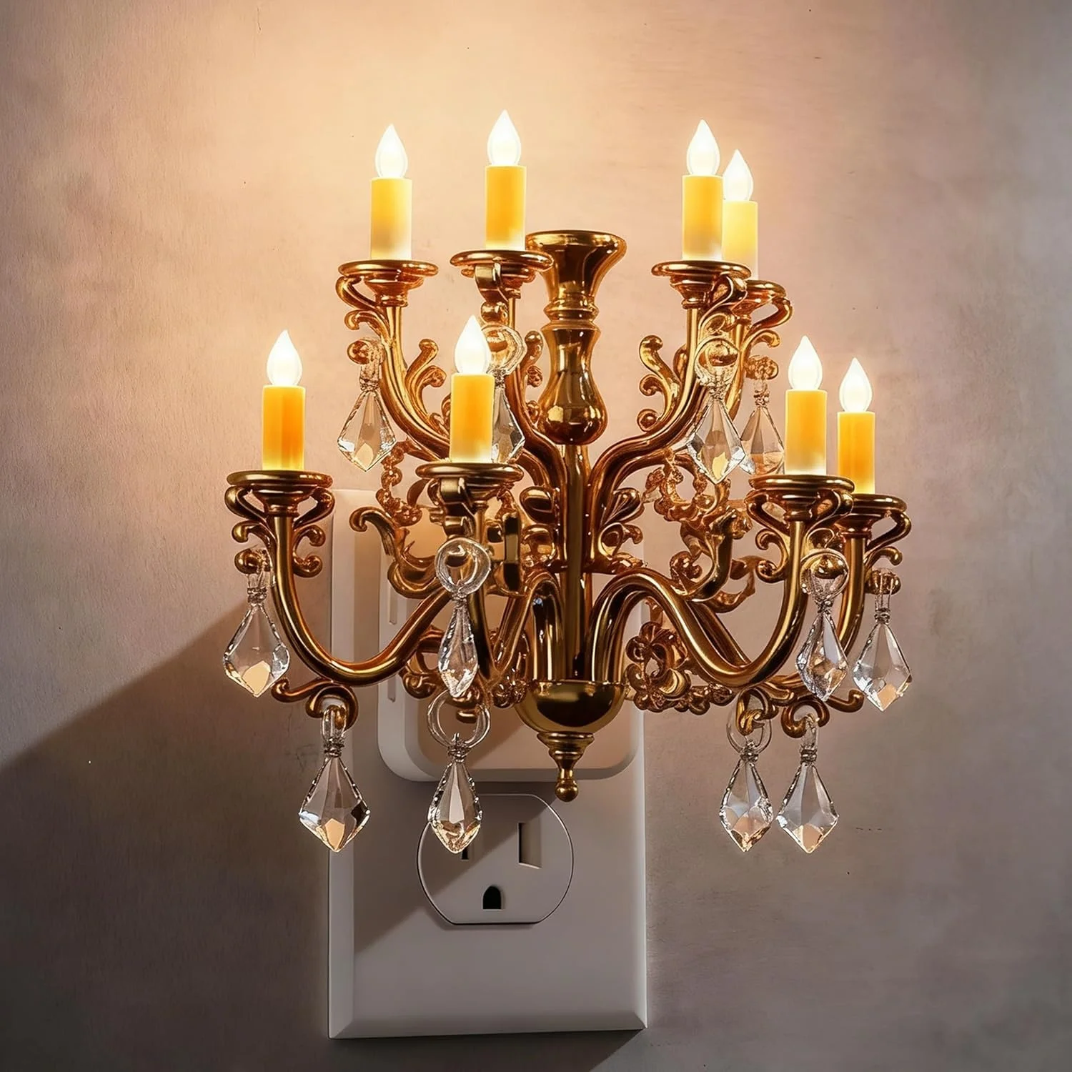 LOHAS Pendant-Style Night Lights Flameless Candle Rotatable Wall Plug Dim LED Nachtlamp Nightlight for Bedroom Dining Room