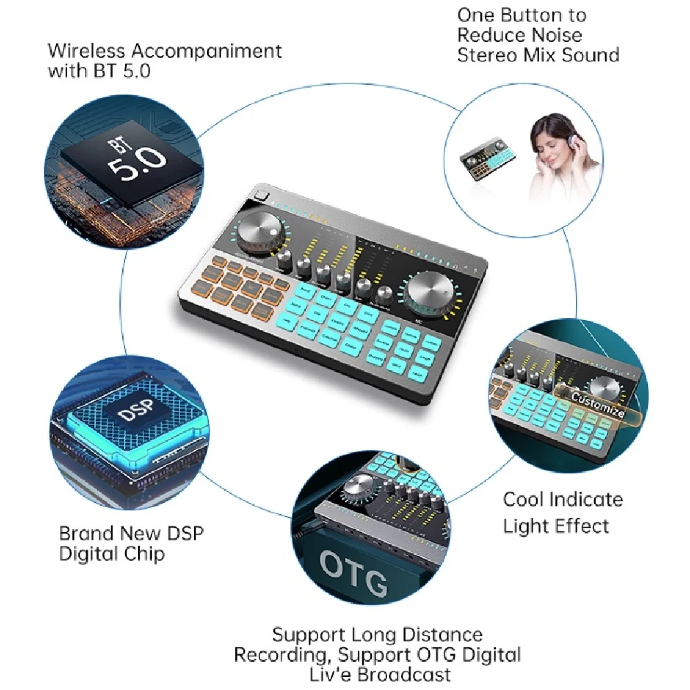 Многоканальный Внешний usb-интерфейс для пения в прямом эфире k10 v8, звукозапись, звуковая карта