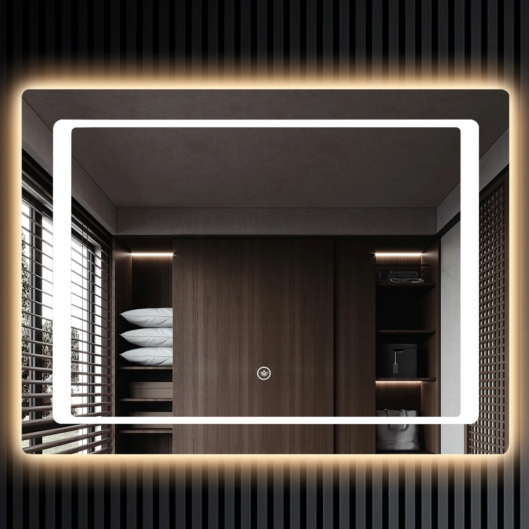 工厂批发保暖/冷/自然光圆形/矩形抛光led化妆镜壁镜