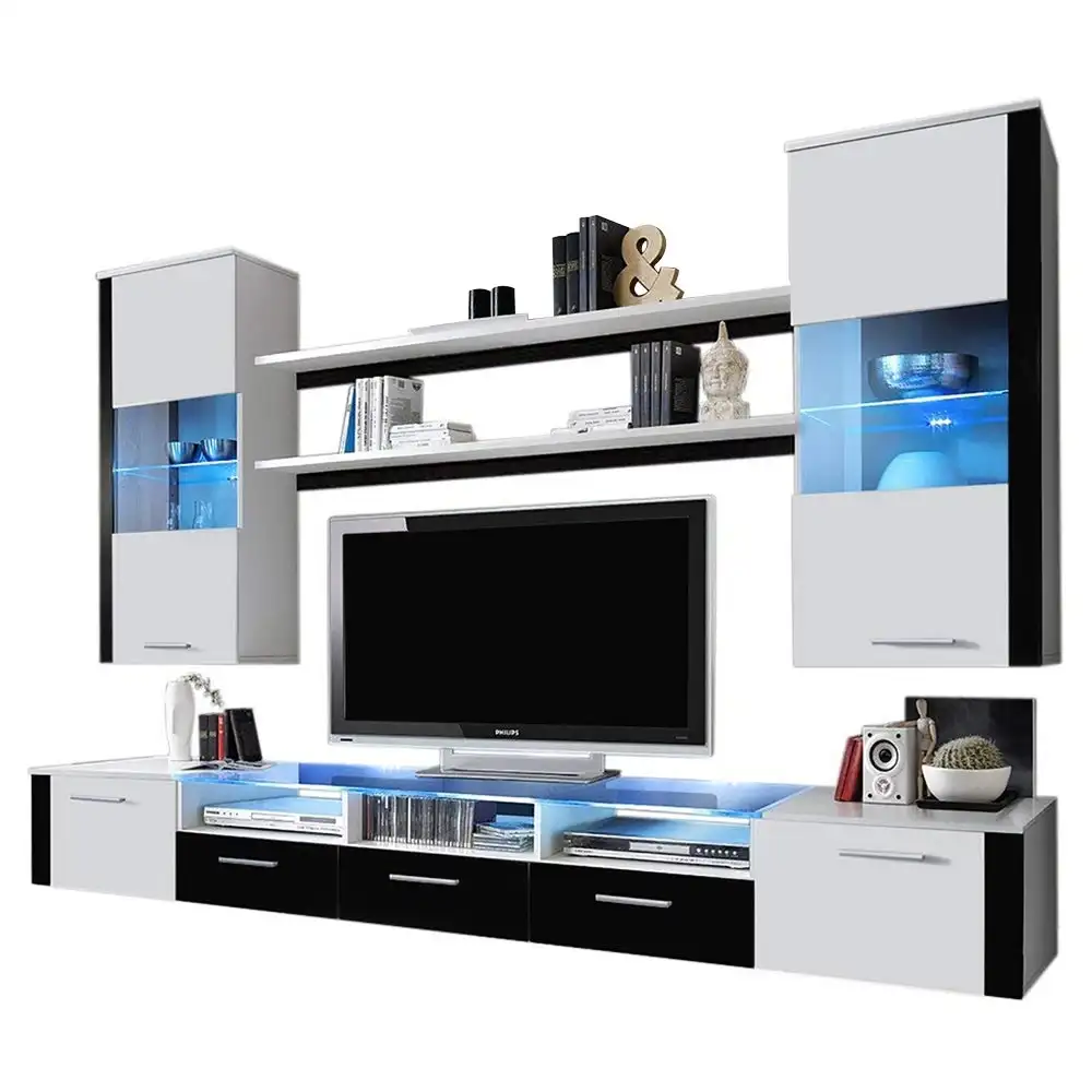 Factory Sell Modern Tv Unit 130cm Cabinet White TV Stand Matt and White High Gloss