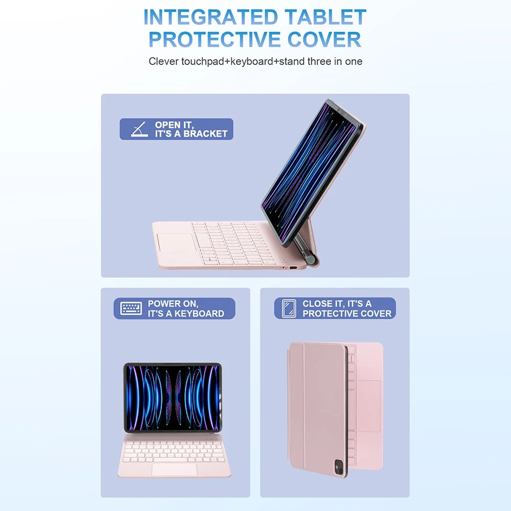 odm magnetic keyboard case for ipad bluetooth keyboard with touchpad compatible with ipad 109 2022  2025 models-5
