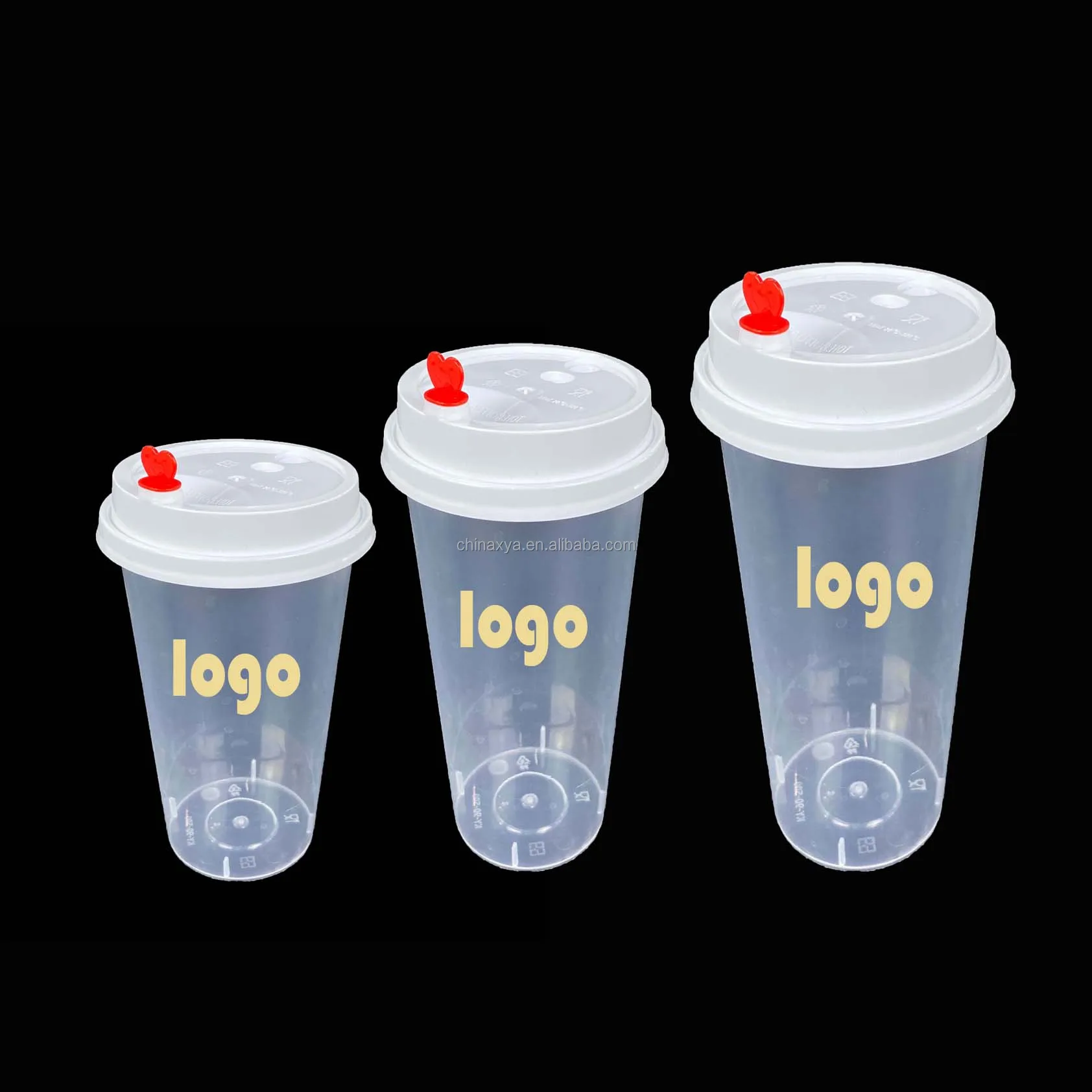 Custom logo printed clear 12, 16, 20, 24oz PP PET transparent disposable plastic boba cup with lid factory