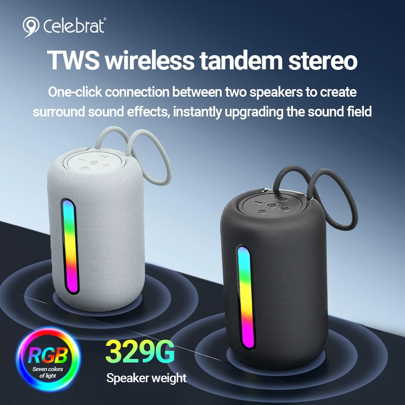 Mini Portable SP-20 Speaker Colorful RGB Light USB Cylindrical MP3 Wireless Audio Subwoofer Rechargeable Suitable for Phone