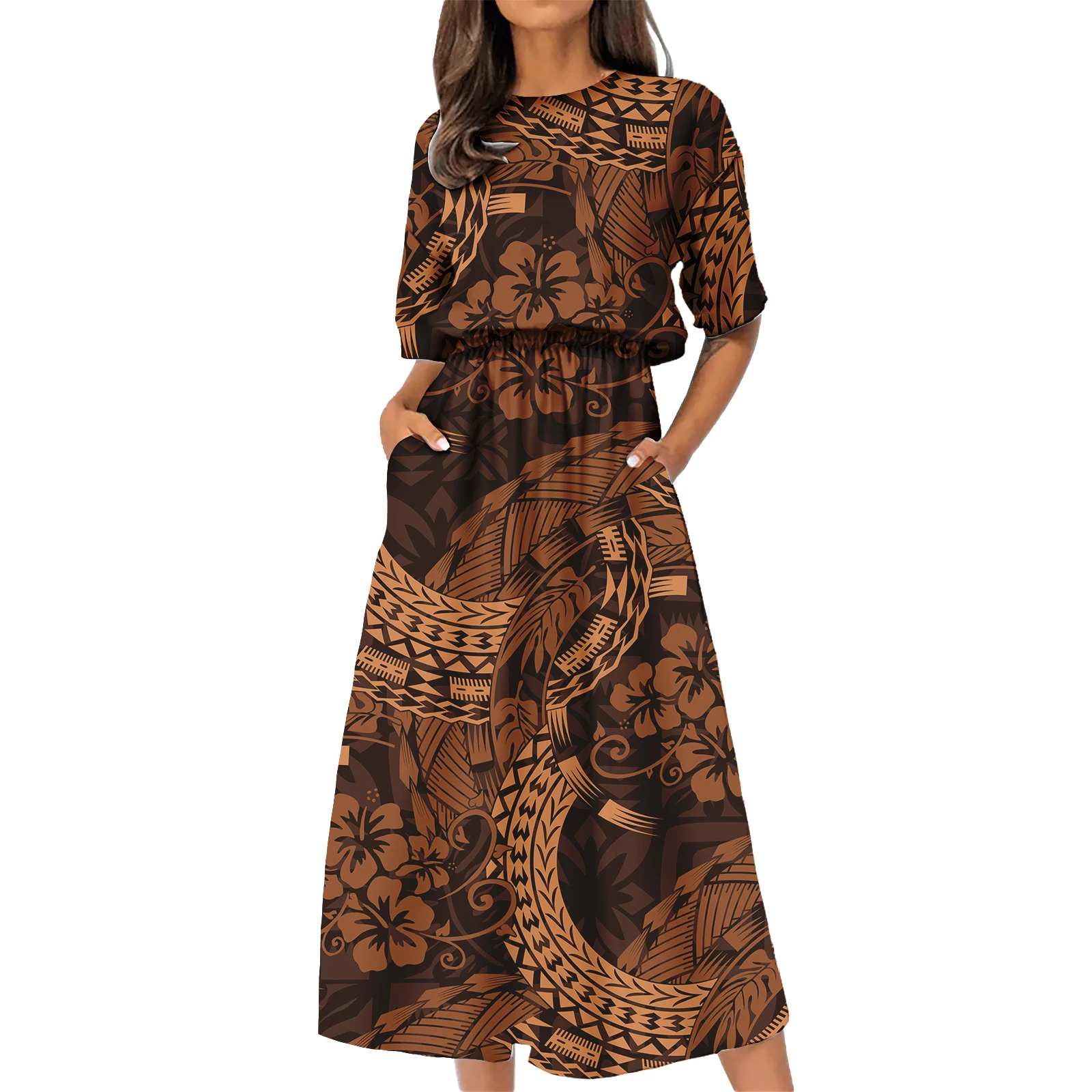 Pacific Islander Style Custom Polynesian Hawaiian Island Holiday Dresses  Print Dress Ladies Women