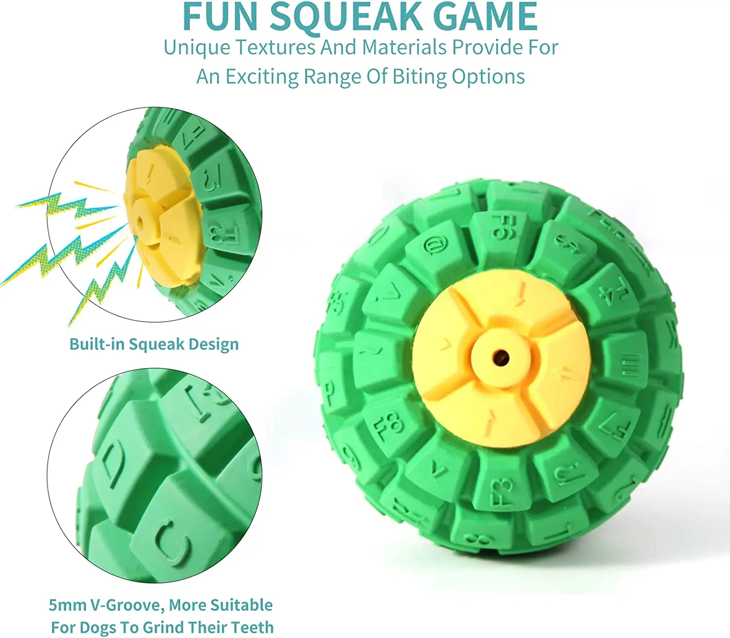 Indestructible Dog Toys Aggressive Chewers Squeaky Rubber Balls Durable