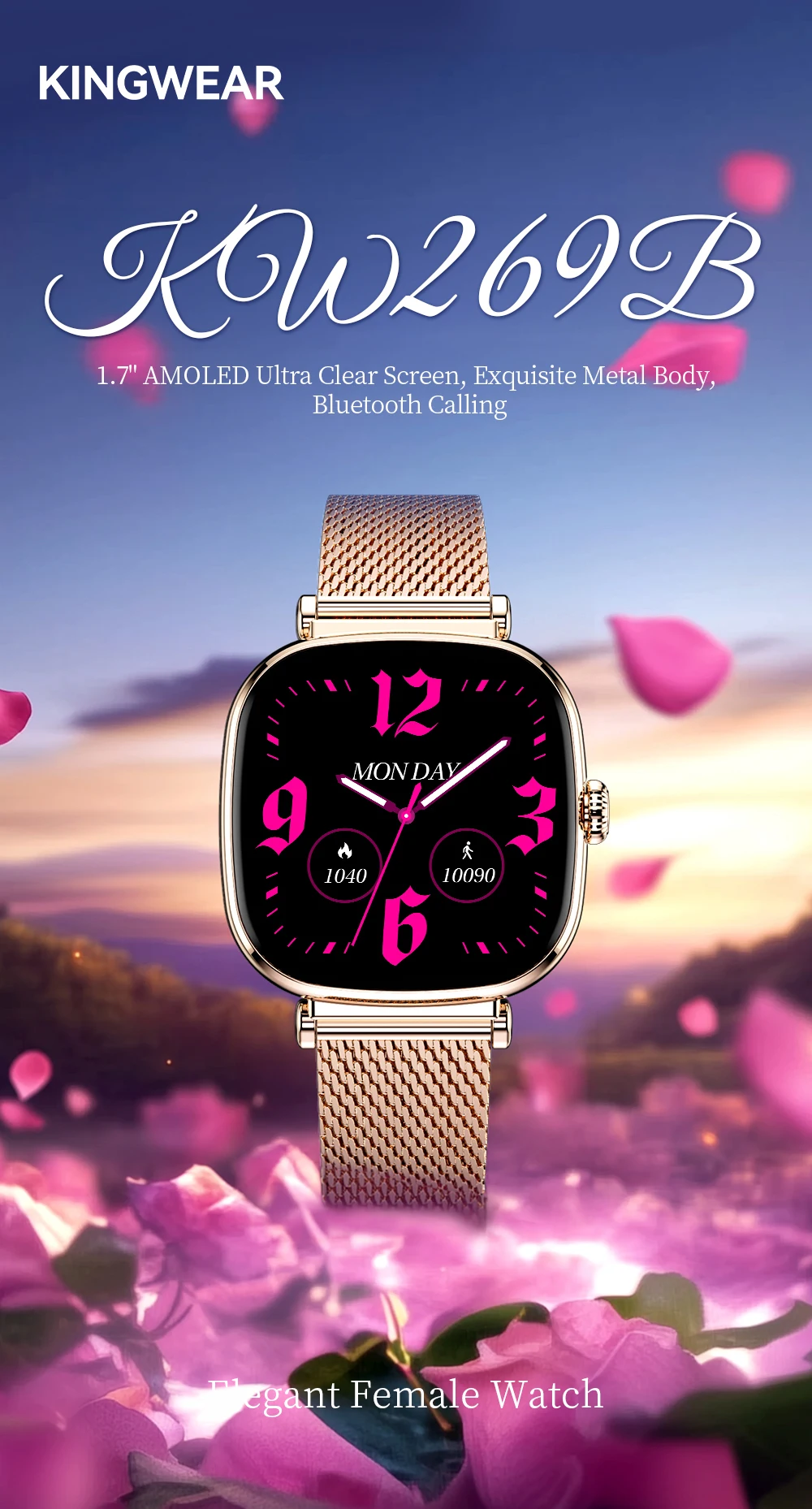 Welcome OEM Order, Factory Whole Selling Sanvnet Women Health Smartwatch Kw269b 1.7inch Amoled Screen Bt Call Heart Rate Lady Fashion Smart Watch - Buy Women Health Smartwatch fashion Smart Watch amoled Smart Watch